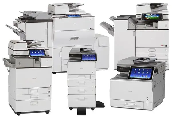 A diverse lineup of Ricoh and Sharp multi-function printers available for certified repair and hardware maintenance in Las Vegas.